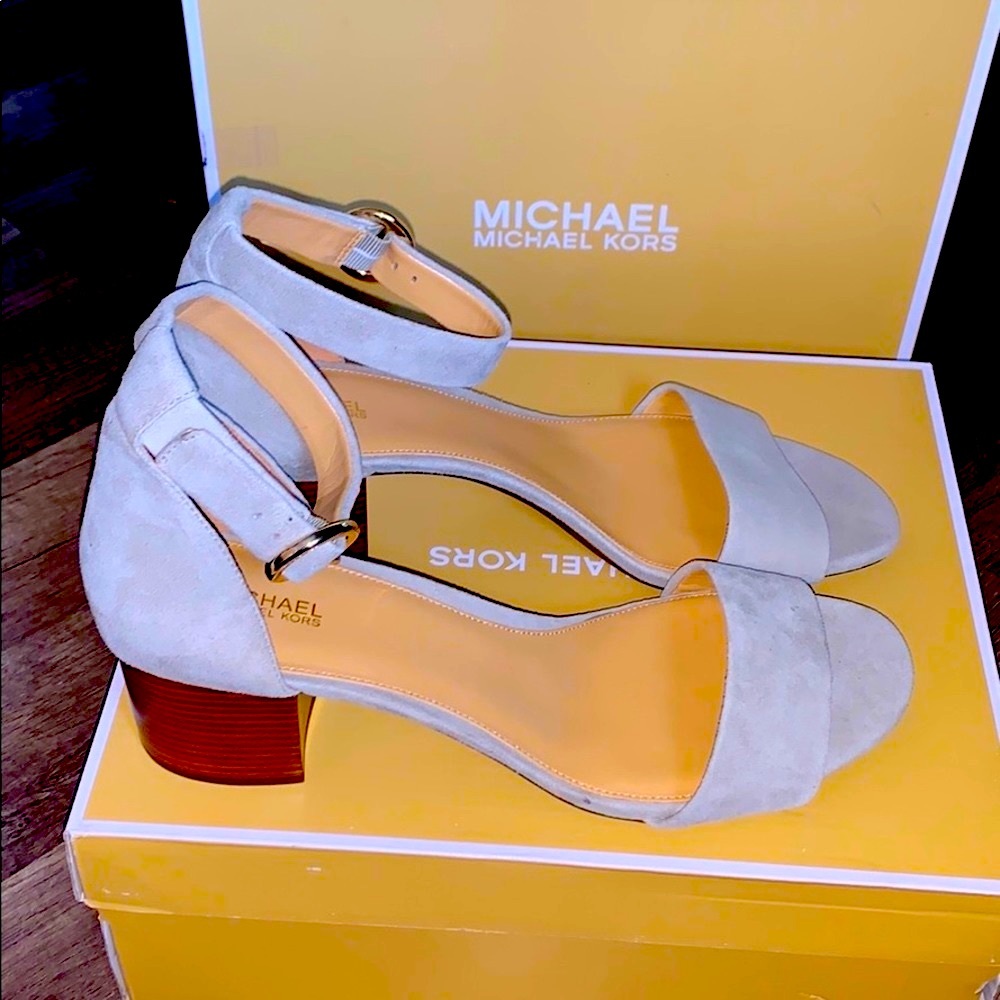 Michael Kors Suede Leather Lena BlockSandals Dusty